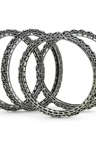 Trendy modish oxidised silver plated set of 4 bangle for women and girls