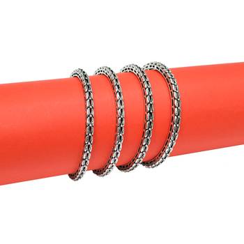 Stylish box chain oxidised silver plated set of 4 bangle for women and girls 4