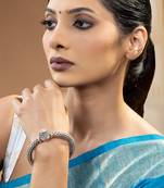 Ornamental woven silver kada