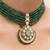 Gold plated green stone kundan necklace set