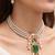 Gold plated green stone kundan necklace set