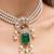 Gold plated green stone kundan necklace set