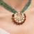 Gold plated green stone kundan necklace set