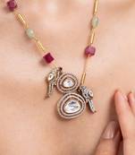 Gold plated red stone necklace