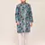 Kids boy blue cotton linen   straight kurta pant set