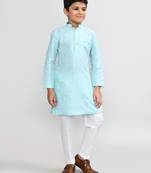 Kids boy pink cotton straight kurta pant set