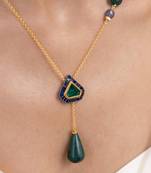 Gold plated multicolor stone kundan necklace