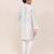 Kids boy white cotton based full thread work straight kurta pant set