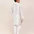 Kids boy white cotton based full thread work straight kurta pant set