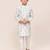 Kids boy white cotton based full thread work straight kurta pant set