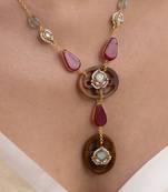 Gold plated multicolor stone kundan necklace