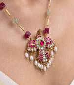 Gold plated multicolor stone kundan necklace