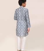 Kids boy navy blue silk straight kurta pant set