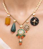 Gold plated multicolor stone necklace