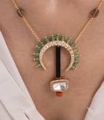 Gold plated green stone necklace