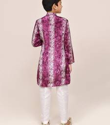 Kids boy purple silk straight kurta pant set