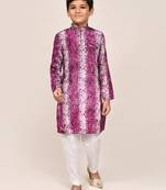 Kids boy purple silk straight kurta pant set