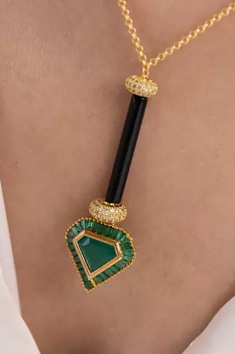 Gold plated multicolor stone kundan necklace