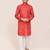 Kids boy red cotton straight kurta pant set
