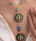 Gold plated multicolor stone kundan necklace