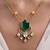 Gold plated green stone necklace