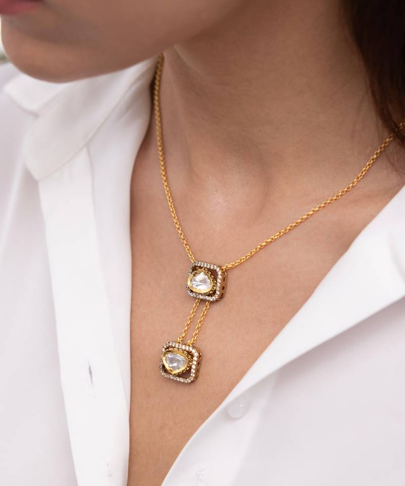 Gold plated kundan necklace