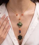 Gold plated multicolor stone kundan necklace