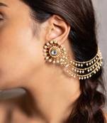 Gold plated kundan ear cuffs