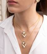 Gold plated kundan layered necklace set