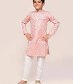Kids boy pink silk straight kurta pant set