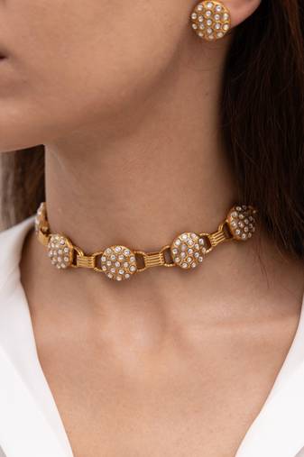 Gold plated kundan choker necklace set