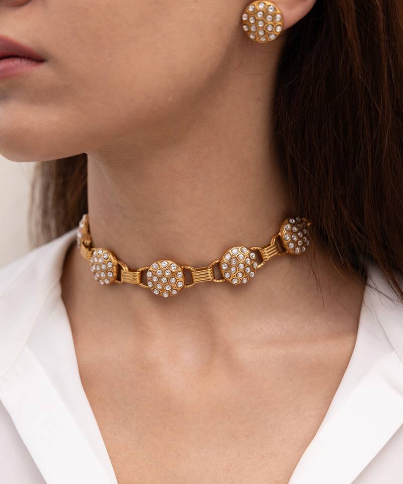 Gold plated kundan choker necklace set