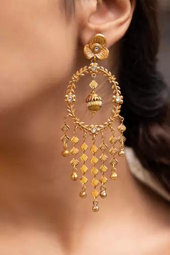 Gold plated dangler earrings