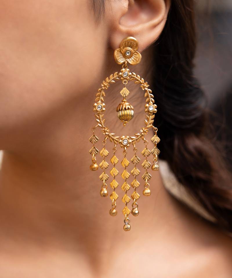 Gold plated dangler earrings
