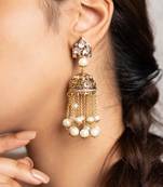 Gold plated kundan dangler earrings