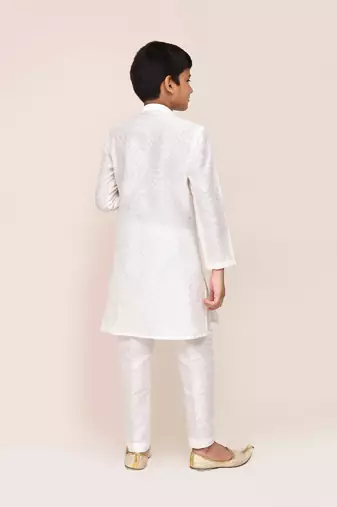 Kids boy white Art silk straight kurta pant set