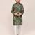 Kids boy green cotton silk  straight kurta pant set