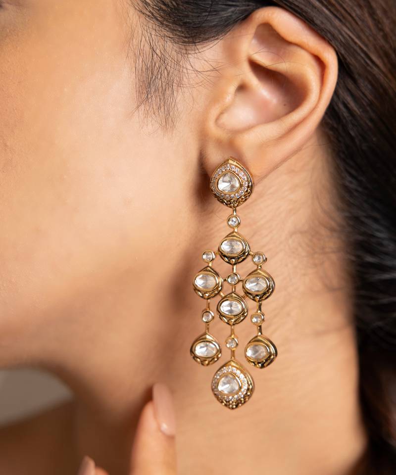 Gold plated dangler earrings