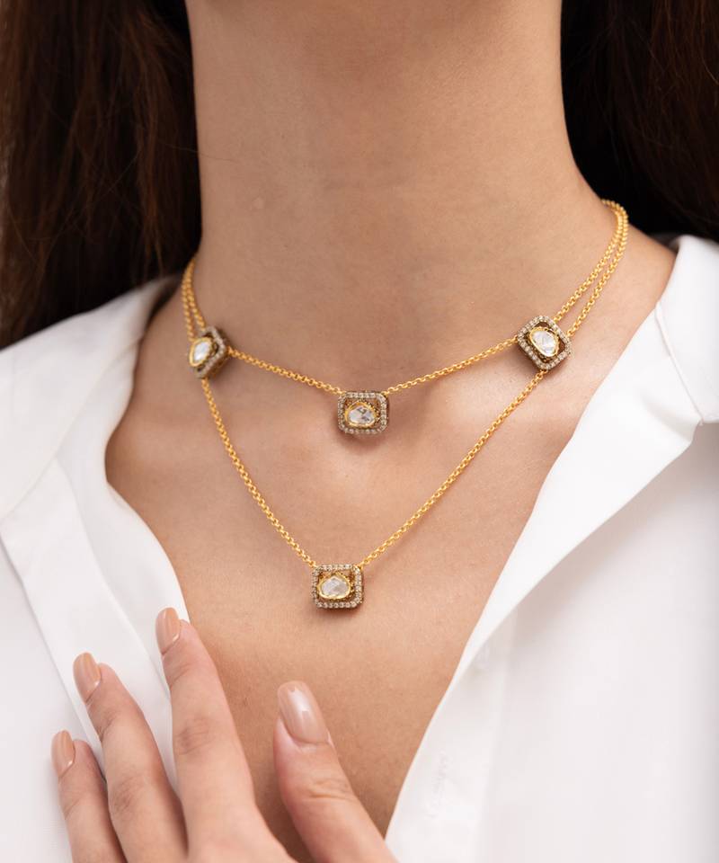 Gold plated layered necklace