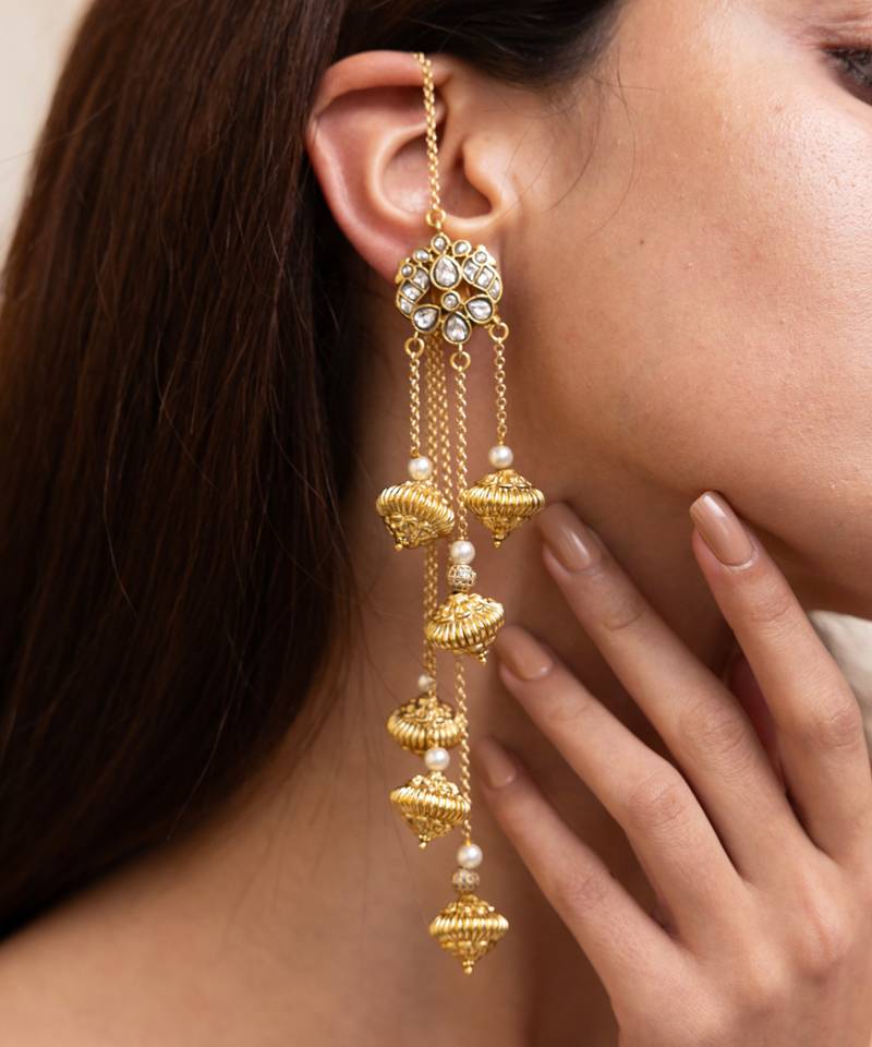 Gold plated dangler earrings