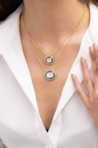 Gold plated kundan layered necklace