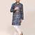 Kids boy blue cotton silk  straight kurta pant set