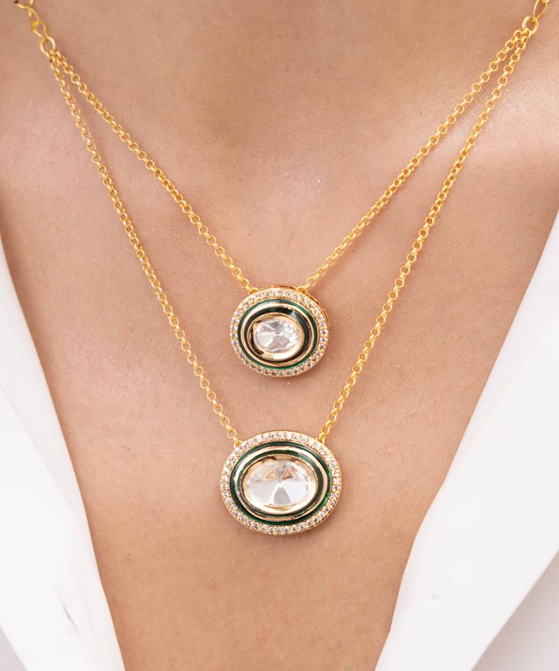 Gold plated kundan layered necklace