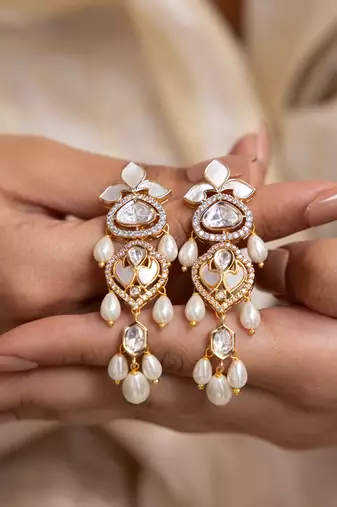 Gold plated dangler earrings