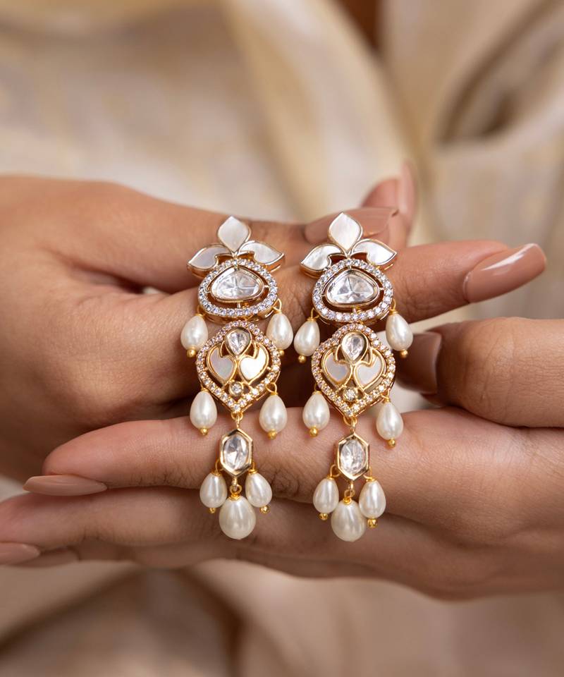 Gold plated dangler earrings