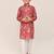 Kids boy red cotton silk  straight kurta pant set