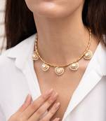 Gold plated kundan choker necklace