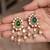 Gold plated green stone kundan dangler earring
