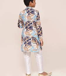 Kids boy multicolor cotton silk straight kurta pant set