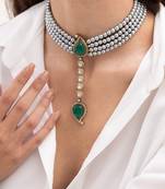 Gold plated green stone necklace